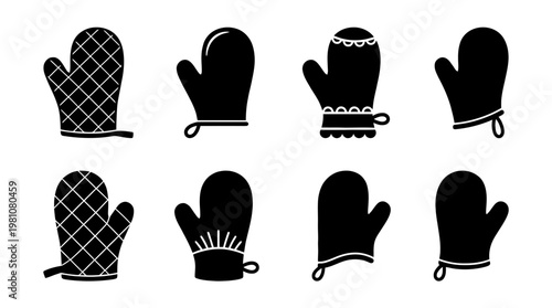 oven mitt silhouette vector set