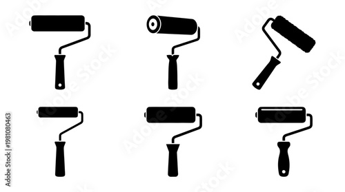 paint roller silhouette vector set