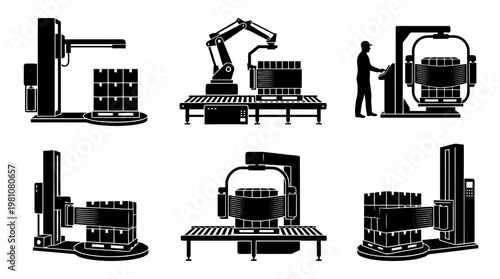 pallet wrapper silhouette vector set