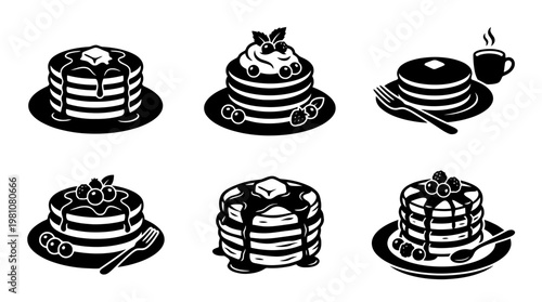 pancake silhouette vector set