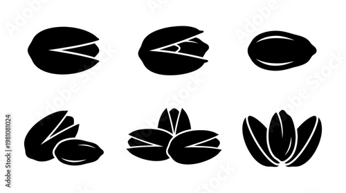 pistachio silhouette vector set