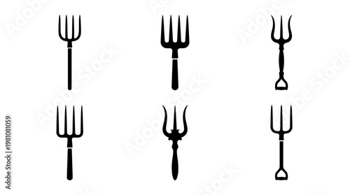 pitchfork silhouette vector set