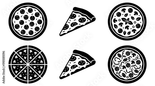 pizza silhouette vector set