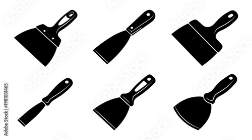 putty knife silhouette vector set