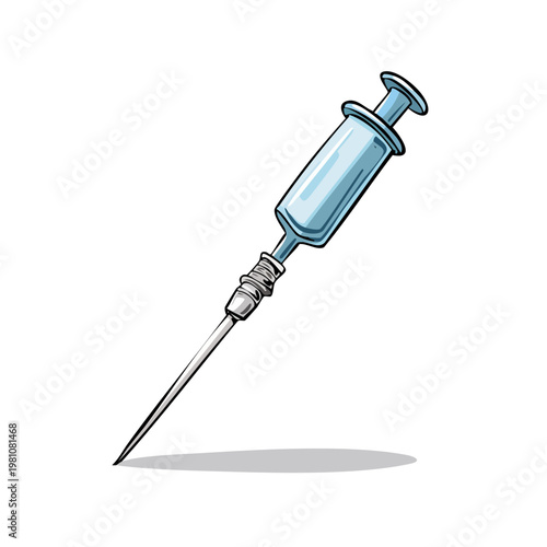 Stylized Illustration of a Medical Syringe with a Sharp Needle Extended Ready for Injection