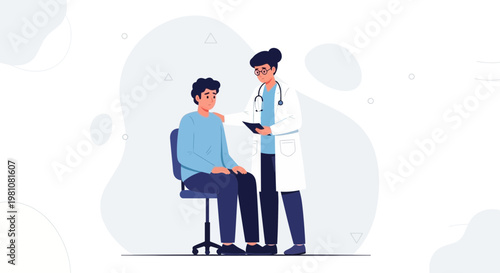 Doctor comforting patient, medical consultation, healthcare, empathy, support, doctor's visit