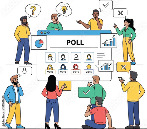 People participate in an online digital poll to share their collective views.