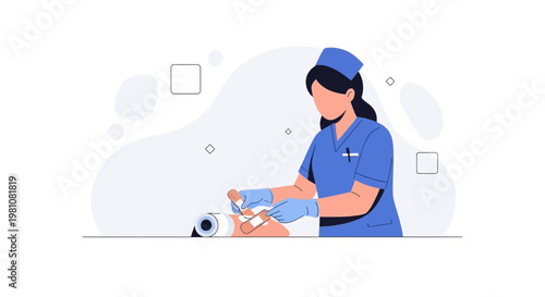 Nurse administering injection to patient, medical care, vaccination concept