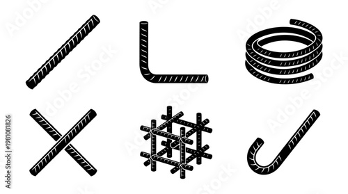 rebar silhouette vector set