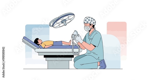 Pediatric Anesthesiologist Administering Anesthesia to Young Patient in Operating Room