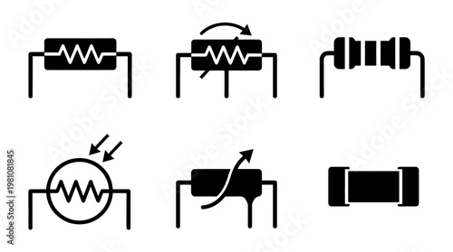 resistor silhouette vector set