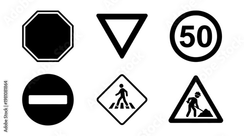 road sign silhouette vector set
