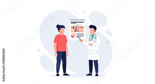 Doctor Explains Skin Health to Patient with Hair Follicle Diagram