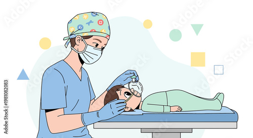 Pediatric Surgeon Performing Eye Exam on Infant Patient in Operating Room