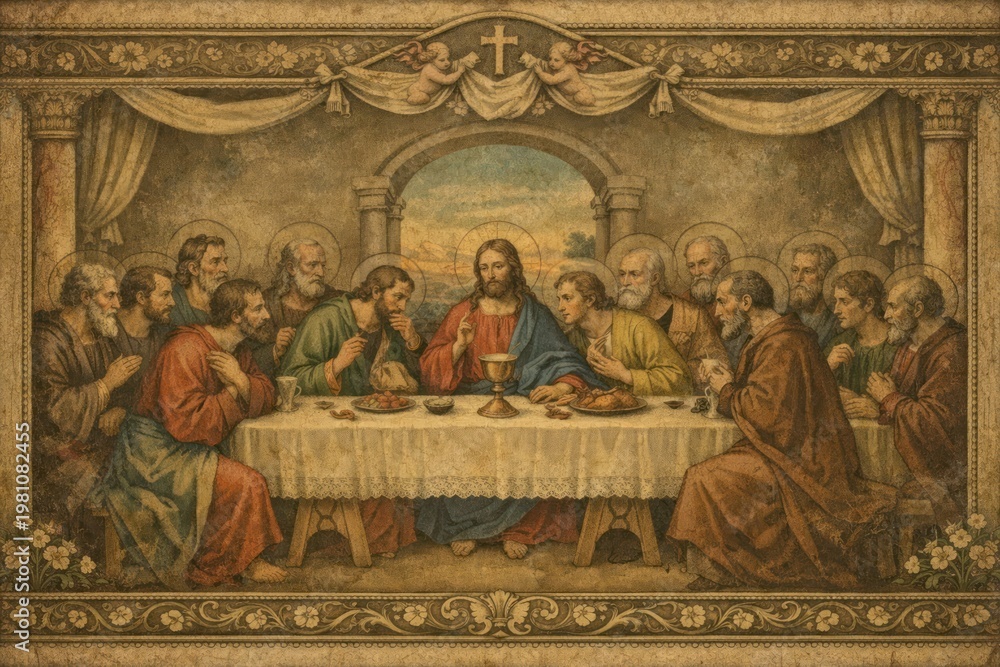 Fototapeta premium Historic religious gathering scene