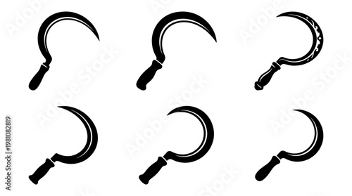 sickle silhouette vector set