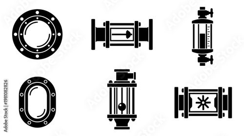 sight glass silhouette vector set