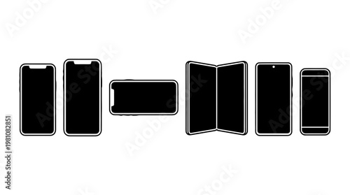 smartphone silhouette vector set