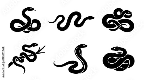 snake silhouette vector set