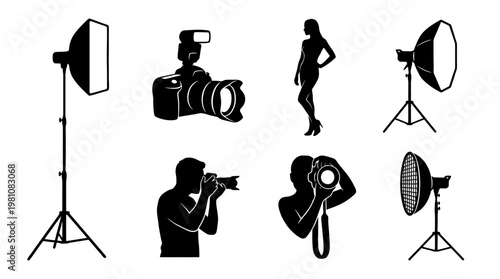 softbox silhouette vector set