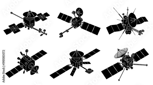 space probe silhouette vector set