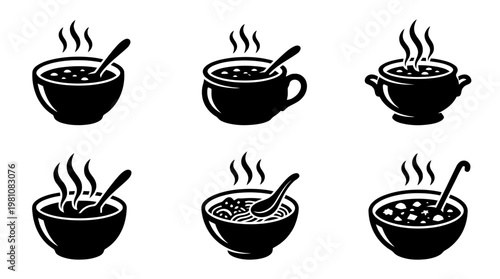 soup silhouette vector set