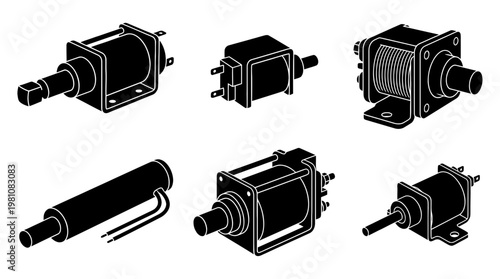 solenoid silhouette vector set