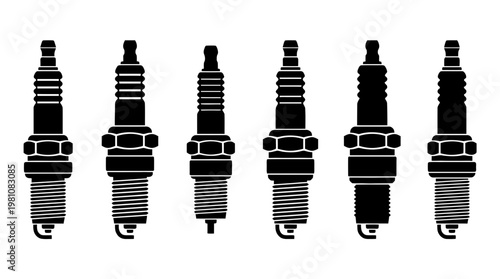 spark plug silhouette vector set