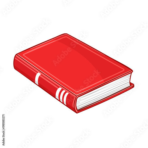 Closed Red Hardcover Book Illustration for Education and Knowledge