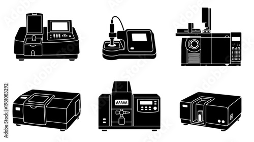 spectrometer silhouette vector set