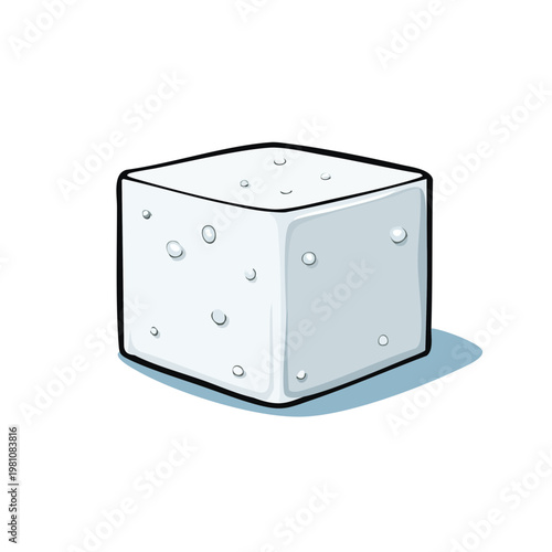 Cartoon Sugar Cube Illustration with Shadows and Highlights