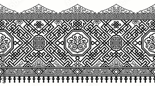 Intricate Pattern in Cultural Design: A captivating display of intricate patterns, showcasing a seamless fusion of traditional design elements. The artwork tells a tale of heritage.