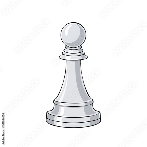 Isolated illustration of a white chess pawn piece on a plain background