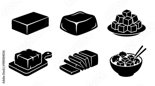 tofu silhouette vector set