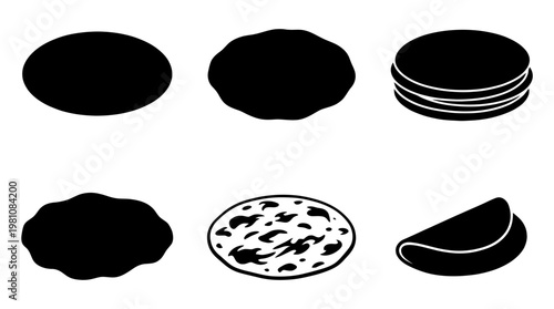 tortilla silhouette vector set