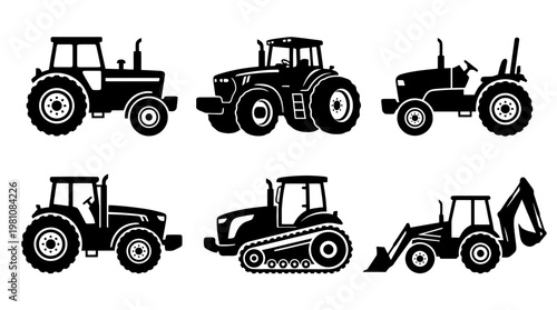 tractor silhouette vector set