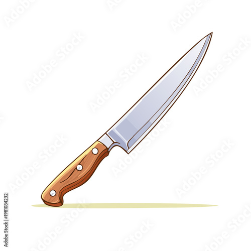 Sharp Chef Knife with Wooden Handle Ready for Kitchen Tasks