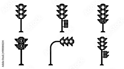 traffic light silhouette vector set