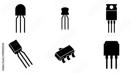 transistor silhouette vector set