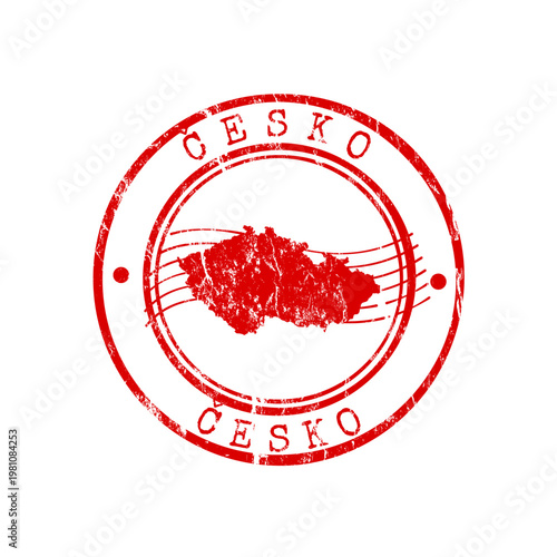 Cesko red rubber stamp with map of Czech Republic