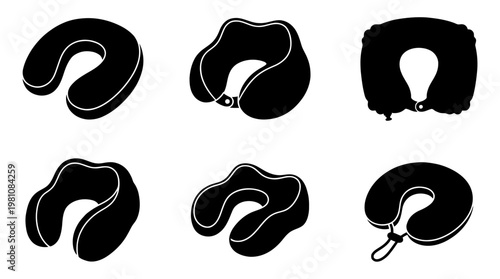 travel pillow silhouette vector set