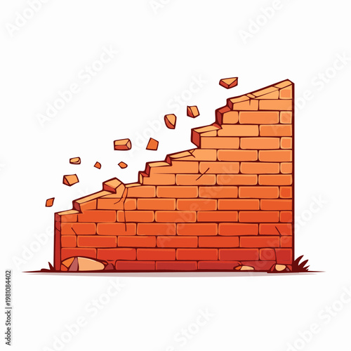 Illustration of a crumbling brick wall showing signs of wear and degradation