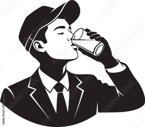 Man in suit drinking from glass