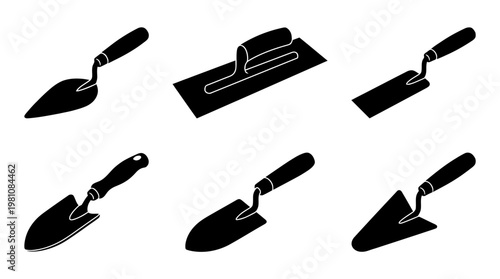 trowel silhouette vector set