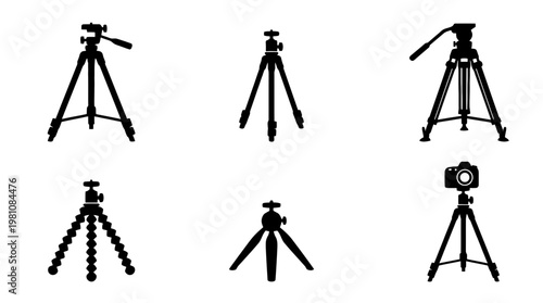 tripod silhouette vector set