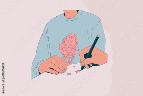 Foto Hands Engraving an Intricate Floral Pattern onto Polished Copper