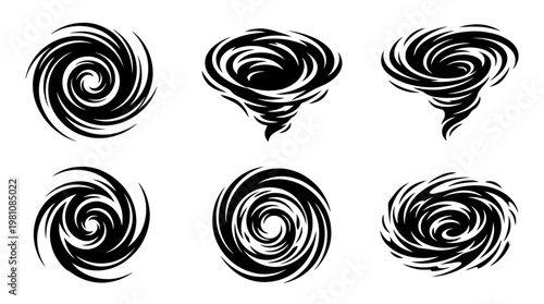whirlpool silhouette vector set
