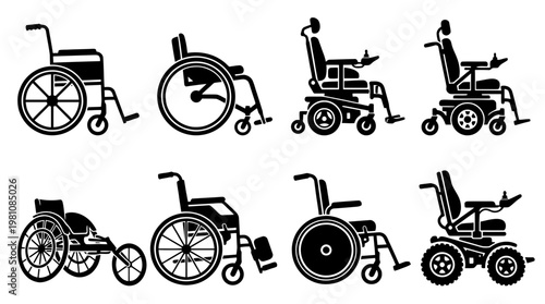 wheelchair silhouette vector set