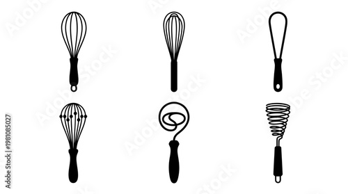 whisk silhouette vector set