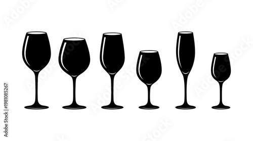 wine glass silhouette vector set